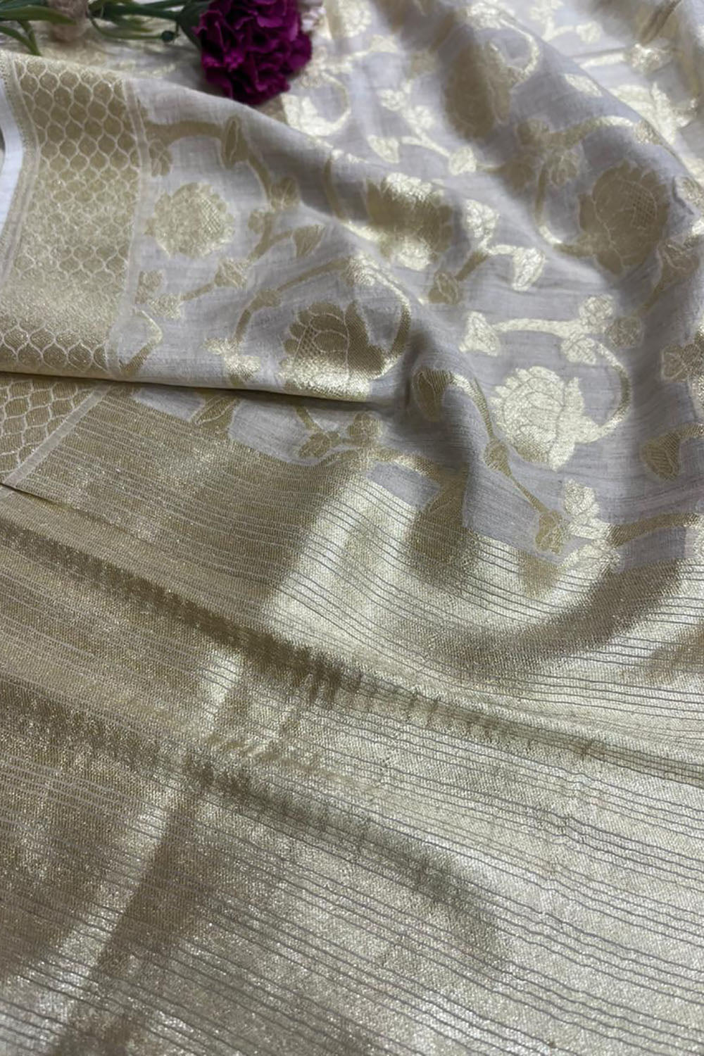 Dyeable Banarasi Handloom Pure Moonga Silk Dupatta - Luxurion World- Crafted Heirlooms