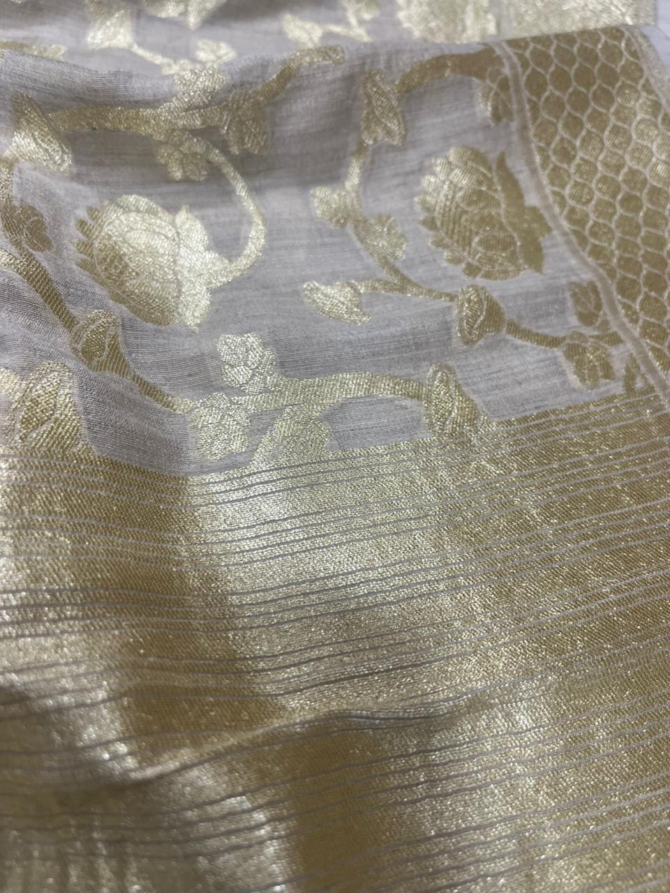 Dyeable Banarasi Handloom Pure Moonga Silk Dupatta - Luxurion World- Crafted Heirlooms