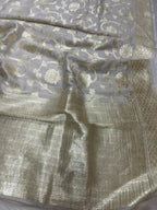 Dyeable Banarasi Handloom Pure Moonga Silk Dupatta - Luxurion World- Crafted Heirlooms