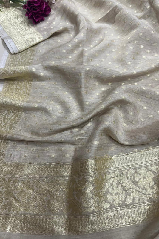 Dyeable Banarasi Handloom Pure Moonga Silk Dupatta - Luxurion World