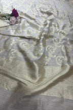 Dyeable Banarasi Handloom Pure Moonga Silk Dupatta - Luxurion World- Crafted Heirlooms