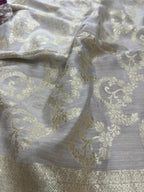 Dyeable Banarasi Handloom Pure Moonga Silk Dupatta - Luxurion World- Crafted Heirlooms