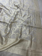 Dyeable Banarasi Handloom Pure Moonga Silk Dupatta - Luxurion World- Crafted Heirlooms