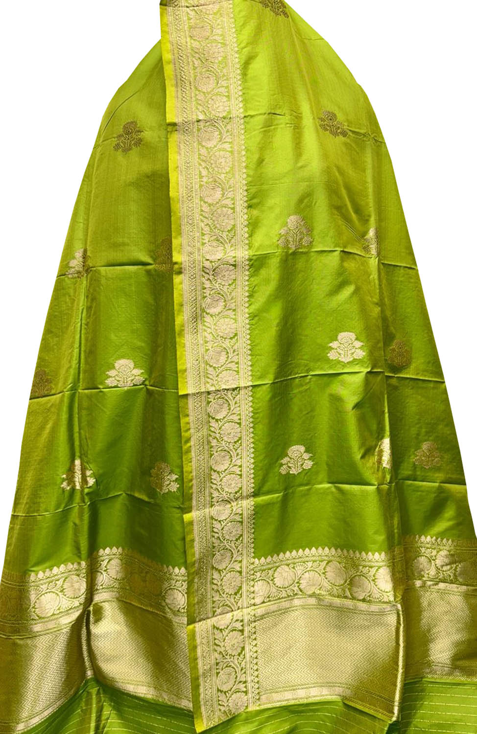 Green Banarasi Pure Katan Silk Dupatta - Elegant and Luxurious - Luxurion World