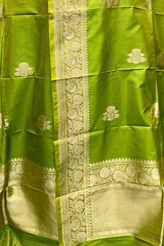 Green Banarasi Pure Katan Silk Dupatta - Elegant and Luxurious