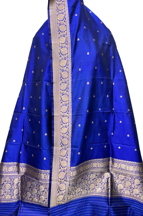 Royal Blue Banarasi Silk Dupatta - Pure Elegance - Luxurion World