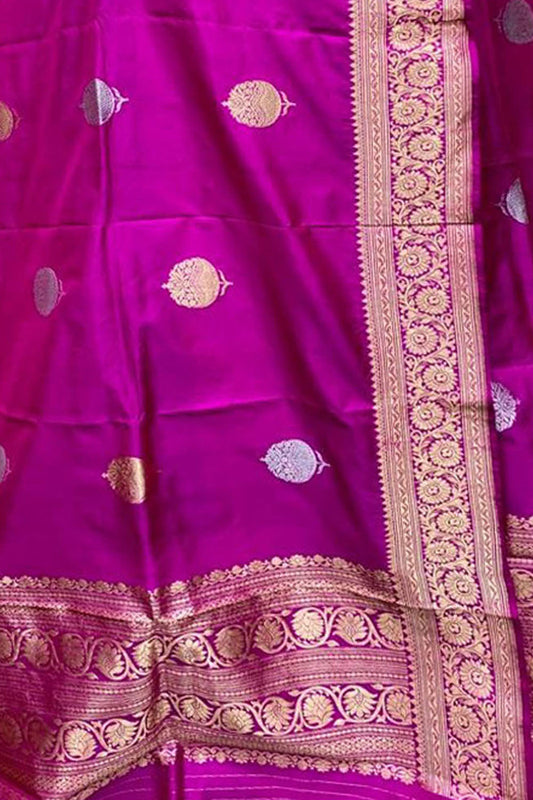 Exquisite Pink Banarasi Katan Silk Dupatta