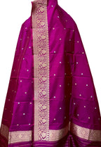 Exquisite Pink Banarasi Katan Silk Dupatta - Luxurion World
