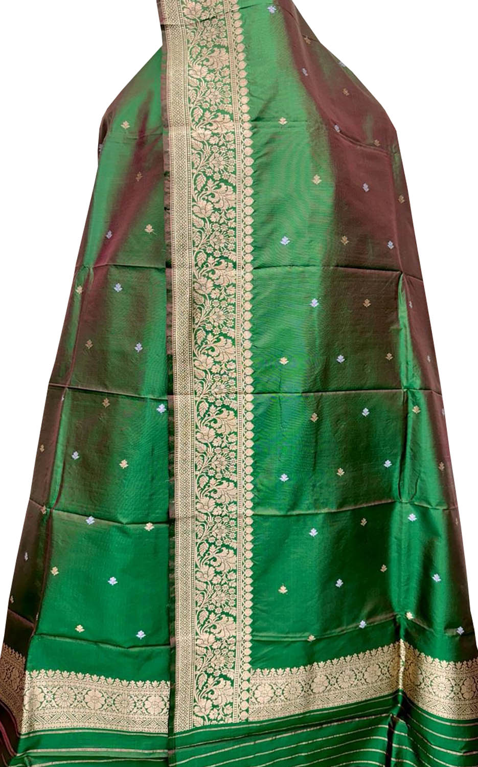 Green Banarasi Silk Dupatta: Pure Elegance in Katan - Luxurion World