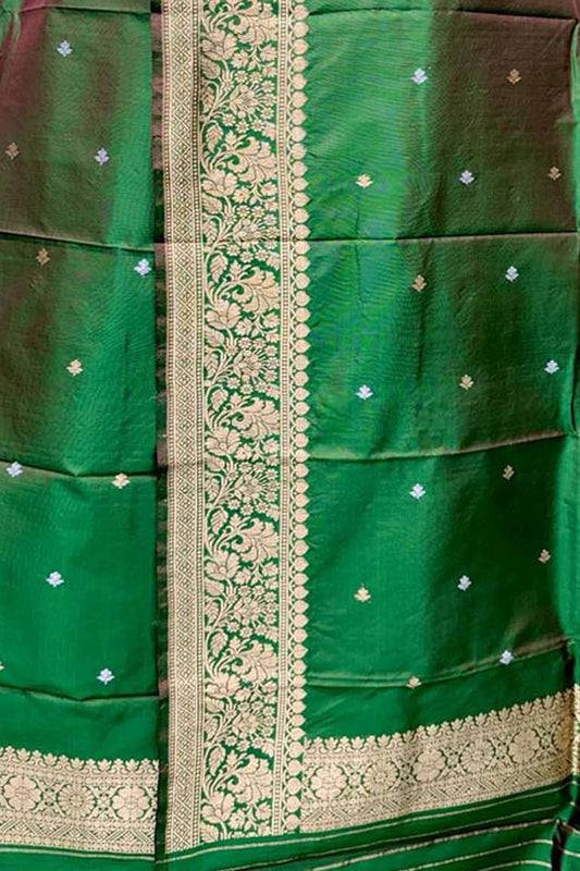 Green Banarasi Silk Dupatta: Pure Elegance in Katan - Luxurion World
