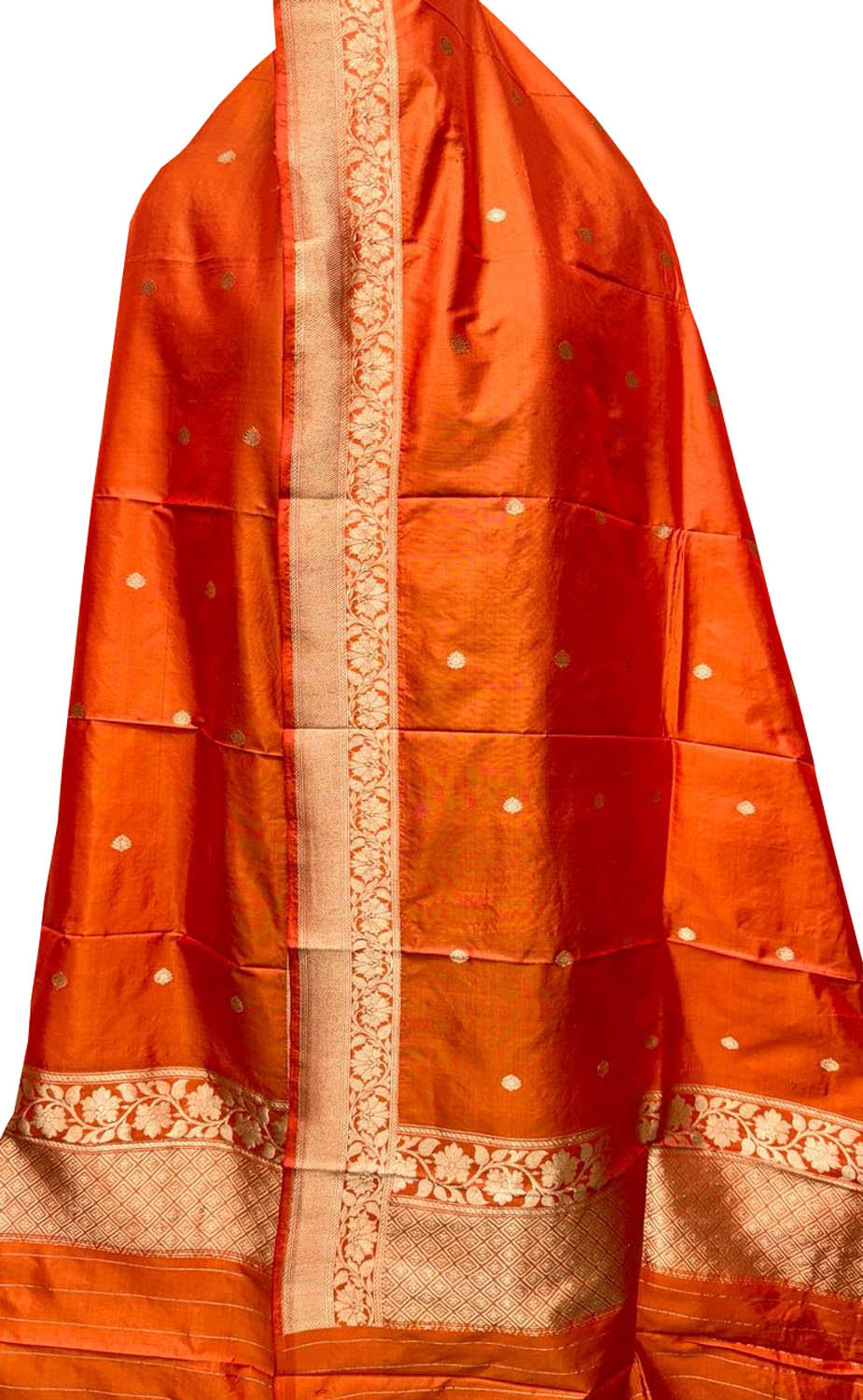 Orange Banarasi Pure Katan Silk Dupatta - Elegant and Luxurious - Luxurion World
