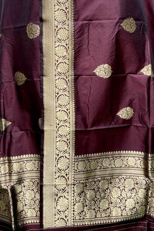 Elegant Maroon Banarasi Silk Dupatta - Luxurion World