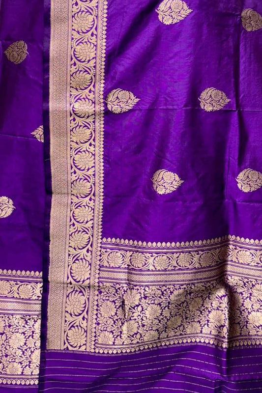 Exquisite Purple Banarasi Katan Silk Dupatta - Luxurion World