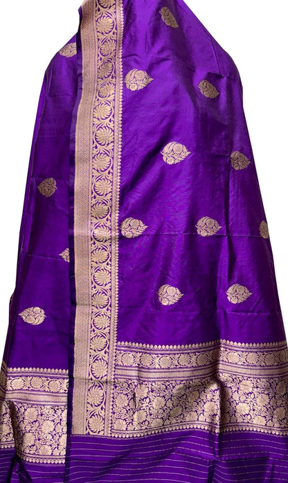 Exquisite Purple Banarasi Katan Silk Dupatta - Luxurion World
