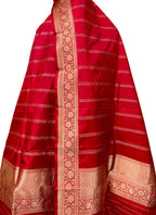 Exquisite Red Banarasi Katan Silk Dupatta - Handloom Beauty - Luxurion World