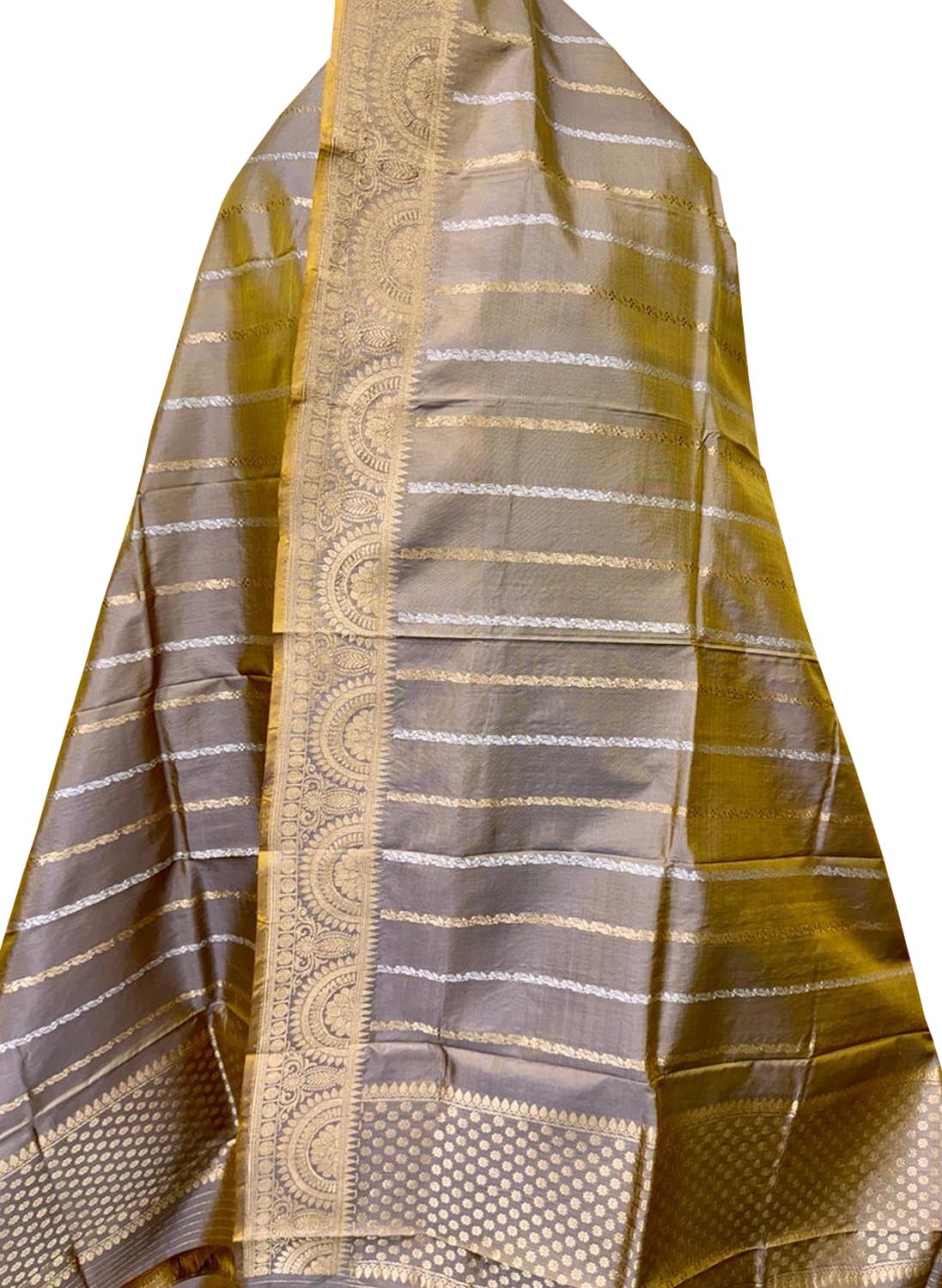 Exquisite Pastel Banarasi Handloom Katan Silk Dupatta - Luxurion World