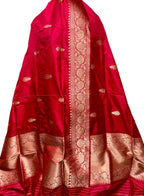 Exquisite Red Banarasi Silk Dupatta - Handloom Beauty - Luxurion World