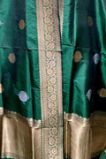 Green Banarasi Handloom Pure Katan Silk Dupatta - Luxurion World