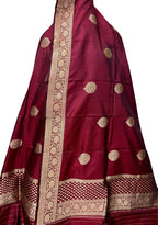 Maroon Banarasi Handloom Silk Dupatta - Luxurion World
