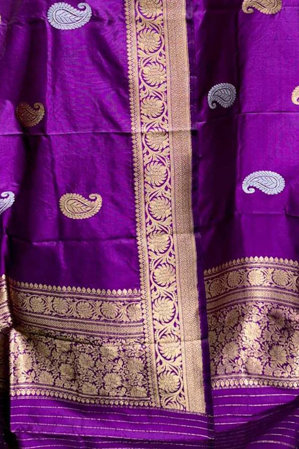 Exquisite Purple Banarasi Silk Dupatta - Luxurion World