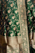 Green Banarasi Handloom Pure Katan Silk Dupatta - Luxurion World