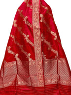 Exquisite Red Banarasi Handloom Silk Dupatta - Luxurion World