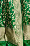 Green Banarasi Handloom Silk Dupatta - Pure Katan Elegance - Luxurion World