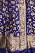 Exquisite Blue Banarasi Handloom Silk Dupatta - Luxurion World