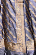 Elegant Grey Banarasi Silk Dupatta - Luxurion World