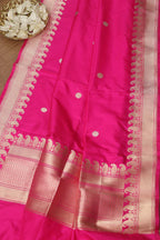 Pink Banarasi Handloom Pure Katan Silk Dupatta - Luxurion World- Crafted Heirlooms