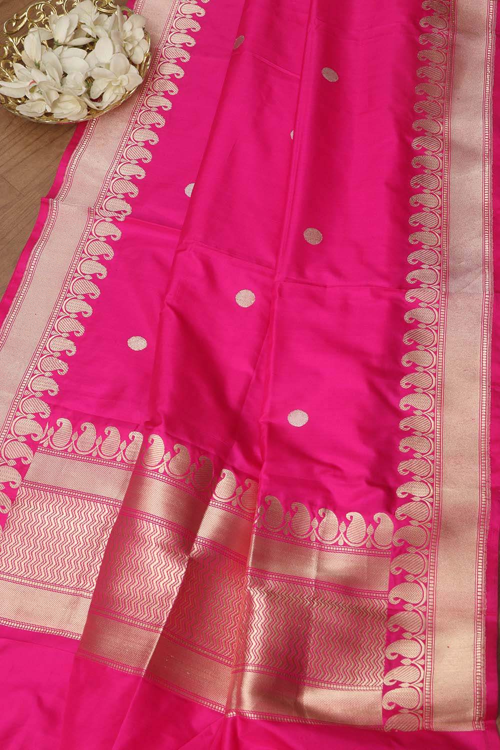 Pink Banarasi Handloom Pure Katan Silk Dupatta - Luxurion World- Crafted Heirlooms