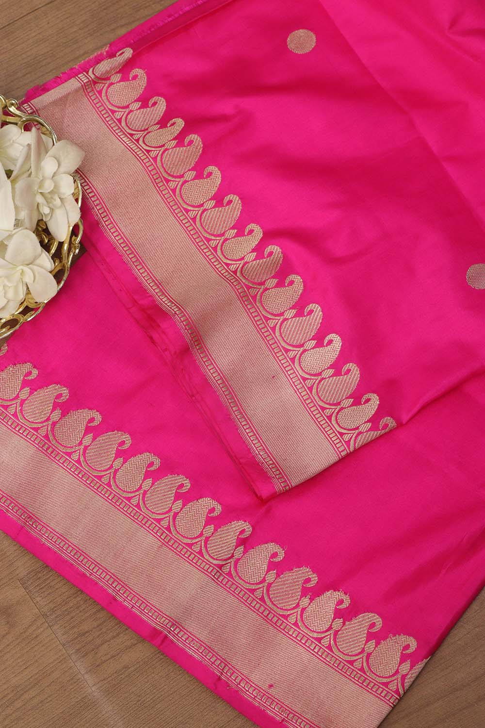 Pink Banarasi Handloom Pure Katan Silk Dupatta - Luxurion World- Crafted Heirlooms