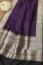 Exquisite Purple Banarasi Handloom Pure Katan Silk Dupatta - Luxurion World- Crafted Heirlooms
