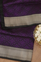 Exquisite Purple Banarasi Handloom Pure Katan Silk Dupatta - Luxurion World- Crafted Heirlooms