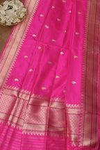 Pink Banarasi Handloom Pure Katan Silk Dupatta - Luxurion World- Crafted Heirlooms