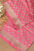 Pink Banarasi Handloom Pure Katan Silk Dupatta - Luxurion World- Crafted Heirlooms