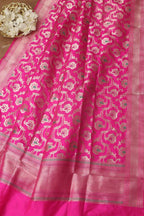 Pink Banarasi Handloom Pure Katan Silk Dupatta - Luxurion World- Crafted Heirlooms