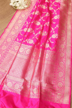 Pink Banarasi Handloom Pure Katan Silk Dupatta - Luxurion World- Crafted Heirlooms