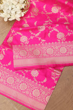 Pink Banarasi Handloom Pure Katan Silk Dupatta - Luxurion World- Crafted Heirlooms
