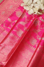 Pink Banarasi Handloom Pure Katan Silk Dupatta - Luxurion World- Crafted Heirlooms