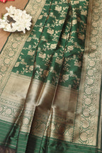 Exquisite Green Banarasi Handloom Pure Katan Silk Dupatta - Luxurion World- Crafted Heirlooms