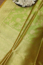 Exquisite Green Banarasi Handloom Pure Katan Silk Dupatta - Luxurion World- Crafted Heirlooms