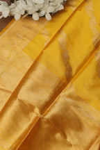 Exquisite Yellow Banarasi Handloom Pure Katan Silk Dupatta - Luxurion World- Crafted Heirlooms