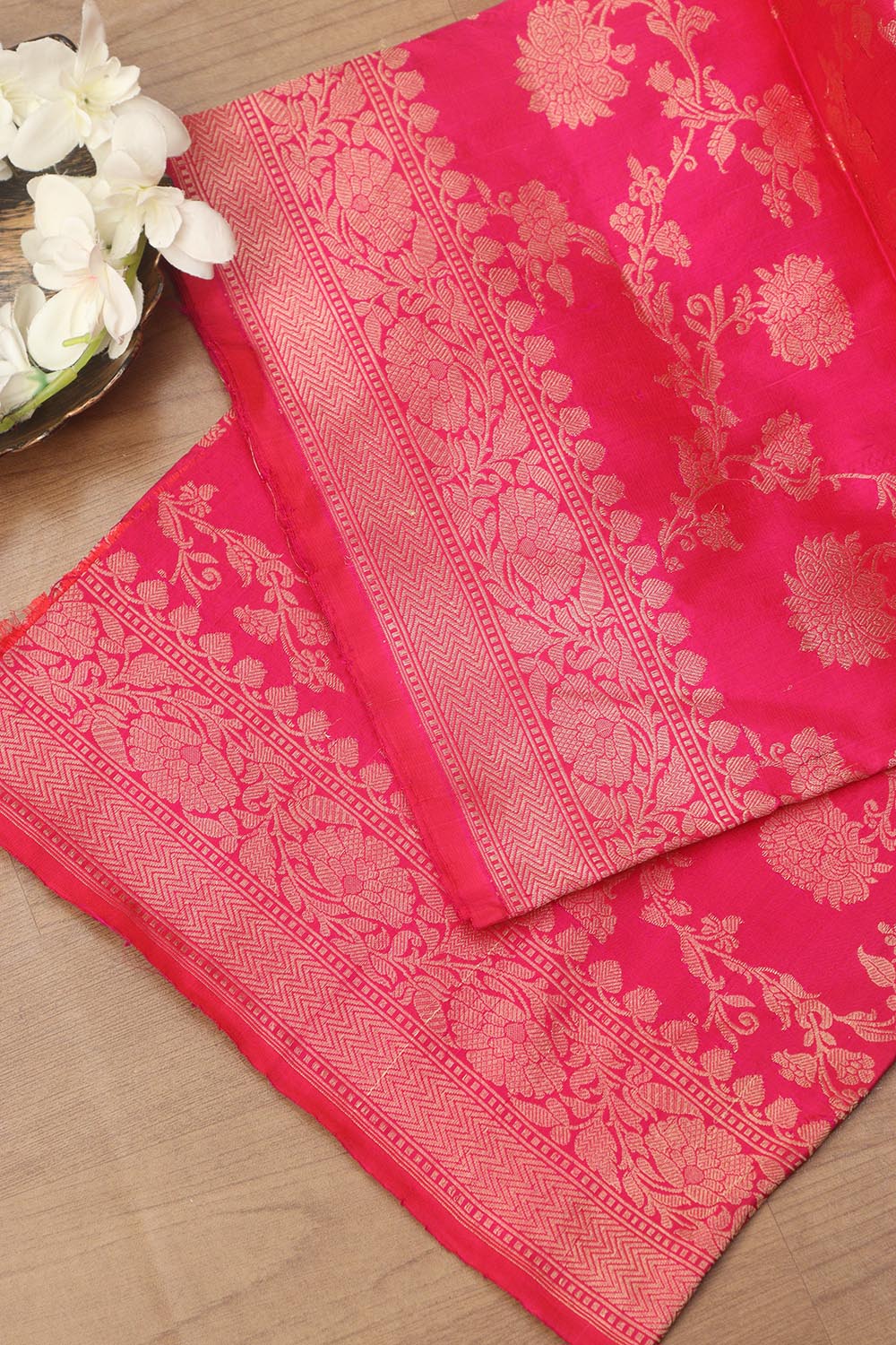 Exquisite Pink Banarasi Handloom Pure Katan Silk Dupatta - Luxurion World