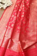 Exquisite Red Banarasi Handloom Pure Katan Silk Dupatta - Luxurion World- Crafted Heirlooms
