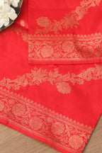 Exquisite Red Banarasi Handloom Pure Katan Silk Dupatta - Luxurion World- Crafted Heirlooms