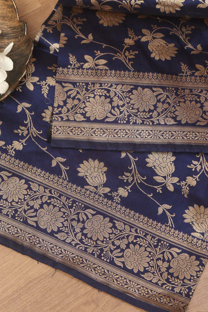 Exquisite Blue Banarasi Handloom Pure Katan Silk Dupatta - Luxurion World