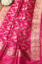 Exquisite Pink Banarasi Handloom Pure Katan Silk Dupatta - Luxurion World- Crafted Heirlooms