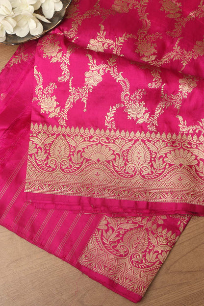 Exquisite Pink Banarasi Handloom Pure Katan Silk Dupatta - Luxurion World
