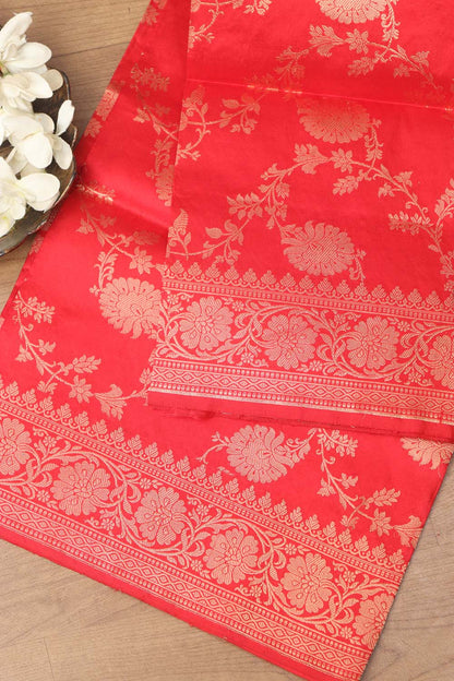 Exquisite Red Banarasi Handloom Pure Katan Silk Dupatta - Luxurion World
